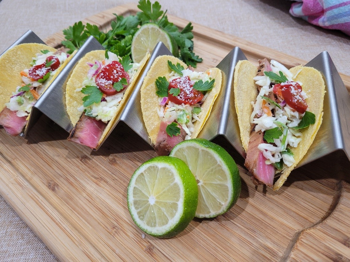 Tuna Tacos with Ginger Honey and Soy